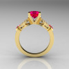 Classic 14K Yellow Gold Ruby Diamond Solitaire Ring R188-14KYGDRR-2