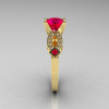 Classic 14K Yellow Gold Ruby Diamond Solitaire Ring R188-14KYGDRR-3