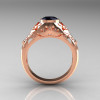 Classic 14K Rose Gold 0.65 Carat Black and White Diamond Engagement Wedding Ring R302-14KRGDBD-3