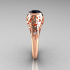 Classic 14K Rose Gold 0.65 Carat Black and White Diamond Engagement Wedding Ring R302-14KRGDBD-4