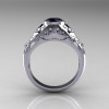 Classic 14K White Gold 0.65 Carat Black and White Diamond Engagement Wedding Ring R302-14KWGDBD-2