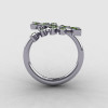 14K White Gold Peridot Leaf and Vine Wedding Ring Engagement Ring NN112-14KWGP-2
