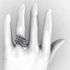14K White Gold Black Diamond Leaf and Vine Wedding Ring Engagement Ring NN112-14KWGBD-5