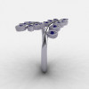 Natures Nouveau 14K White Gold Blue Sapphire Leaf and Vine Wedding Ring NN112S-14KWGBS-3