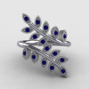 Natures Nouveau 14K White Gold Blue Sapphire Leaf and Vine Wedding Ring NN112S-14KWGBS-4