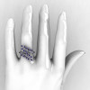 Natures Nouveau 14K White Gold Blue Sapphire Leaf and Vine Wedding Ring NN112S-14KWGBS-5