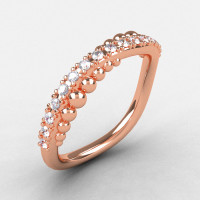 10K Rose Gold White Sapphire Pearl and Vine Wedding Band Engagement Ring NN115-10KRGCZ-1