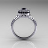 Modern Antique 14K White Gold Black and White Diamond Wedding Ring Engagement Ring R191-14KWGDBD-2
