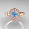 Modern Antique 14K Rose Gold Aquamarine Diamond Wedding Ring Engagement Ring R191-14KRGDAQQ-4