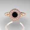 Modern Antique 18K Rose Gold Black and White Diamond Wedding Ring Engagement Ring R191-18KRGDBD-4