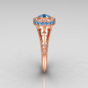 Modern Antique 14K Rose Gold Aquamarine Diamond Wedding Ring Engagement Ring R191-14KRGDAQQ-3