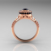Modern Antique 18K Rose Gold Black and White Diamond Wedding Ring Engagement Ring R191-18KRGDBD-2