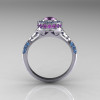 Modern Antique 950 Platinum Lilac Amethyst Aquamarine Exclusive Wedding Ring Engagement Ring R191-PLATAQLA-2
