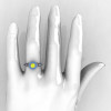 Modern Antique 14K White Gold Yellow and Blue Topaz Wedding Ring Engagement Ring R191-14KWGYTBT-5
