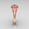 Modern Antique 14K Rose Gold Pink Sapphire Aquamarine Wedding Ring Engagement Ring R191-14KRGAQPS-3