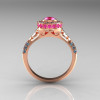 Modern Antique 14K Rose Gold Pink Sapphire Aquamarine Wedding Ring Engagement Ring R191-14KRGAQPS-2