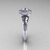 Modern Antique 18K White Gold White Sapphire Diamond Wedding Ring Engagement Ring R191-18KWGDWS-3