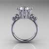 Modern Antique 14K White Gold 3.0 Carat White Sapphire Solitaire Engagement Ring AR135-14KWGWS-2