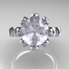 Modern Antique 14K White Gold 3.0 Carat White Sapphire Solitaire Engagement Ring AR135-14KWGWS-4