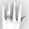 Modern Antique 14K White Gold 3.0 Carat White Sapphire Solitaire Engagement Ring AR135-14KWGWS-5
