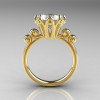 Modern Antique 14K Yellow Gold 3.0 Carat White Sapphire Solitaire Engagement Ring AR135-14KYGWS-2