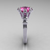 Modern Antique 10K White Gold 3.0 Carat Pink Sapphire Solitaire Engagement Ring AR135-10KWGPS-3