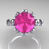 Modern Antique 10K White Gold 3.0 Carat Pink Sapphire Solitaire Engagement Ring AR135-10KWGPS-4