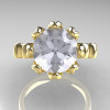 Modern Antique 14K Yellow Gold 3.0 Carat White Sapphire Solitaire Engagement Ring AR135-14KYGWS-4