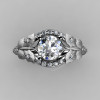 Nature Inspired 18K White Gold 1.0 CT White Sapphire Diamond Butterfly and Vine Engagement Ring Wedding Ring NN117S-18KWGDWS-2