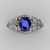 Nature Inspired 18K White Gold 1.0 CT Blue Sapphire Diamond Butterfly and Vine Engagement Ring Wedding Ring NN117S-18KWGDBS-2