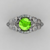 Nature Inspired 10K White Gold 1.0 CT Peridot Diamond Butterfly and Vine Engagement Ring Wedding Ring NN117S-10KWGDP-2