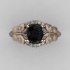 Nature Inspired 18K Rose Gold 1.0 CT Black Diamond Butterfly and Vine Engagement Ring Wedding Ring NN117S-18KRGDBD-2