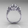 Modern Vintage 14K White Gold 1.0 Carat White Sapphire Diamond Ring RR130-14KWGDWS-2