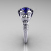 Modern Vintage 14K White Gold 1.0 Carat Blue Sapphire Diamond Ring RR130-14KWGDBS-3