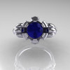 Modern Vintage 14K White Gold 1.0 Carat Blue Sapphire Diamond Ring RR130-14KWGDBS-4