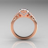 Classic 14K Rose Gold Oval White Sapphire Diamond Wedding Ring Engagement Ring R194-14KRGDNWS-2