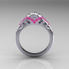 Classic 14K White Gold Oval White and Pink Sapphire Wedding Ring Engagement Ring R194-14KWGPSNWS-2