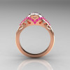 Classic 14K Rose Gold Oval White and Pink Sapphire Wedding Ring Engagement Ring R194-14KRGPSNWS-2