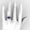 Classic 10K White Gold Oval Blue Sapphire Wedding Ring Engagement Ring R194-10KWGNBS-5