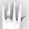 Classic 14K Yellow Gold Oval White Sapphire Diamond Wedding Ring Engagement Ring R194-14KYGDNWS-5