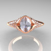 Classic 14K Rose Gold Oval White Sapphire Diamond Wedding Ring Engagement Ring R194-14KRGDNWS-4