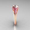 Classic 14K Rose Gold Oval White and Pink Sapphire Wedding Ring Engagement Ring R194-14KRGPSNWS-3