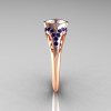 Classic 14K Rose Gold Oval White and Blue Sapphire Wedding Ring Engagement Ring R194-14KRGBSNWS-3