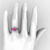 Classic 10K White Gold Oval Pink Sapphire Wedding Ring Engagement Ring R194-10KWGNPS-5