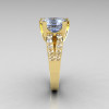Modern Vintage 14K Yellow Gold 3.0 Carat Aquamarine Diamond Solitaire Ring R102-14KYGDAQ-3