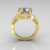 Modern Vintage 14K Yellow Gold 3.0 Carat Aquamarine Diamond Solitaire Ring R102-14KYGDAQ-2
