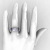 Modern 14K White Gold 3.0 Russian Cubic Zirconia Blue Sapphire Bridal Ring R196-14KWGBSRCZ-5