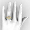Classic Italian 18K Yellow Gold Oval White Sapphire Diamond Engagement Ring R195-18KYGDNWS-5