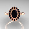 Classic Italian 14K Rose Gold Oval Black Diamond Engagement Ring R195-14KRGBDD-4