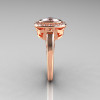 Classic Italian 14K Rose Gold Oval White Sapphire Diamond Engagement Ring R195-14KRGDNWS-3